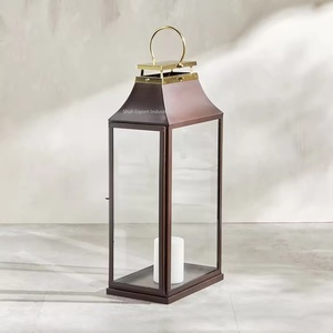 High Quality Ramadan Decorative Brown Metal & Glass Candle <b>Lantern</b> for Home Event Decoration Dual Tone <b>Lanterns</b> - Product Image 5