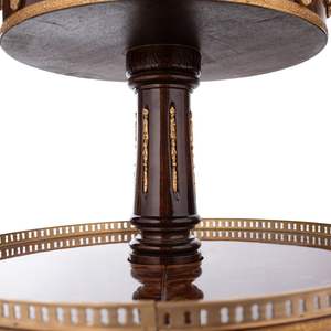 Mesa Auxiliar Redonda de Madera de Lujo con Compartimentos de Almacenamiento Ocultos de Terciopelo y Detalles Ornamentales de Latón Dorado para Interiores Clásicos - Product Image 3