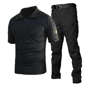 Conjunto de uniformes de verano para hombre, traje negro Multicam transpirable de camuflaje, Camiseta corta, camisa, uniforme de carga táctico, conjunto de caza - Product Image 3