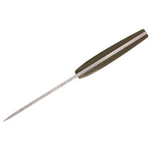 Cuchillo de caza hecho a mano de acero de Damasco con hoja recta tipo Drop Point y mango de madera, personalizable OEM, con funda de cuero para caza. - Product Image 2