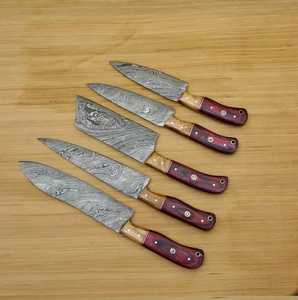 Couteaux de cuisine professionnels de marque personnalisée, 67 couches d'acier damas inoxydable, ensemble de 5 couteaux Kiritsuke Santoku tranchants - Product Image 6