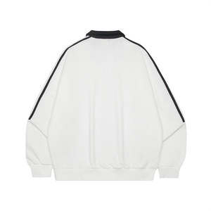 Sudadera con Capucha Personalizada al por Mayor, Estilo Universitario, Atlética, con Franja Lateral, Cuello Alto, Media Cremallera, Unisex, Vintage, Holgada, para Hombre - Product Image 3