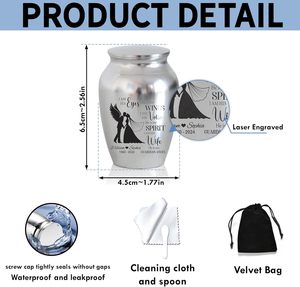 Urna de plata personalizada para parejas en el cielo, regalo conmemorativo para la pérdida del marido en el cielo, regalos de recuerdo para viuda, tamaño personalizado - Product Image 2