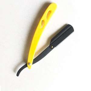 Rasoir de barbier en acier inoxydable à lame unique en gros avec manche en plastique Outil de rasage manuel confortable Couleur jaune - Product Image 1