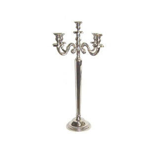 Candélabre en métal brillant avec verre votif porte-bougie fait à la main de taille Standard, pièce maîtresse de créateur de qualité supérieure - Product Image 6