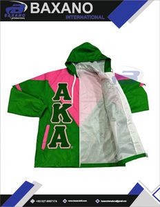 Alfa |   Kapa |   Chaqueta Cortavientos de Nylon Tejido Alpha para Hermandad Griega, con Cremallera Completa, Capucha, Ligera, Impermeable y Bordado AKA - Product Image 5