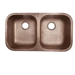 Lavabo de cobre de tamaño personalizado al por mayor, fregadero martillado con acabado antiguo, diseño único, lavabo bajo encimera de forma redonda - Product Image 2