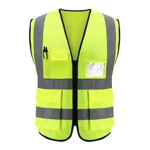 Gilet catarifrangente per la sicurezza del traffico stradale con tasche e giacca con badge identificativo