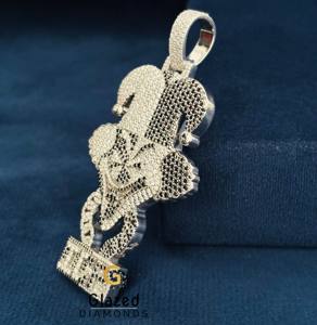 Colgante de plata de ley 925 con diamantes de moissanita en blanco y negro estilo Hip Hop para hombre, diseño de Joker/Clown de dibujos animados ICP Iced Out - Product Image 3