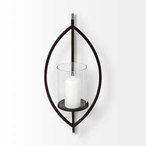 Porte-bougie décoratif en métal blanc avec gobelet en verre bleu pour la décoration murale intérieure, salon de luxe, boutique - Product Image 4