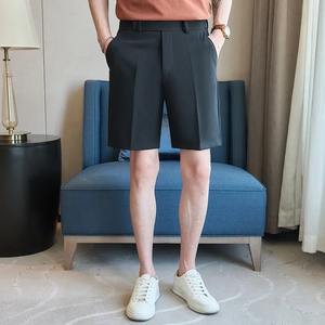 2025กางเกงขาสั้นผู้ชายผ้าคอตตอน100% ใหม่สำหรับฤดูร้อนกางเกงขาสั้นเอวตาข่ายสีทึบกางเกงขาสั้นคุณภาพสูงกางเกงขาสั้นลำลองธุรกิจเพื่อสังคม - Product Image 2