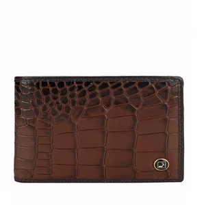 Portefeuille à deux volets en cuir noir élégant avec un design à fines rayures blanches contrastées à un prix de gros. - Product Image 5