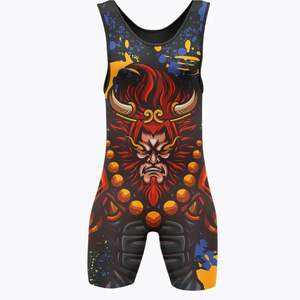 Vêtements de lutte personnalisés de haute qualité pour hommes, en tissu respirant imprimé par sublimation, sans bretelles, fermeture à pression - Product Image 5