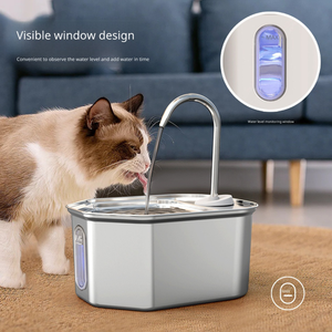 Fontaine à eau pour chat en acier inoxydable 304, distributeur d'eau automatique pour animaux de compagnie, bol à boire pour chien avec fenêtre de niveau LED, pompe ultra silencieuse - Product Image 3