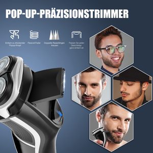 Afeitadora Eléctrica para Hombre, Recargable, Inalámbrica, de Precisión, para Uso en Seco y Húmedo, con Triple Cuchilla, Resistente al Agua IPX7, Lavable, para Uso en Autocaravanas - Product Image 4