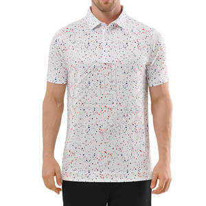 เสื้อกอล์ฟผู้ชายแขนสั้นผ้าโพลีเอสเตอร์แห้งสำหรับโปโลเสื้อยืดปักลายผ้าถักขายส่ง - Product Image 2