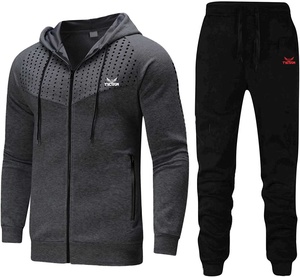 Survêtement unisexe 100% Polyester avec Logo personnalisé, vêtements de sport d'échauffement de haute qualité 2 pièces survêtement pantalon de survêtement pour hommes - Product Image 1
