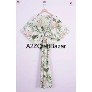 Caftán Casual de Verano al por Mayor en 100% Algodón Puro, Sexy, de Media Manga, Estilo Urbano con Estampado Geométrico Hecho a Mano para Chica - Product Image 5