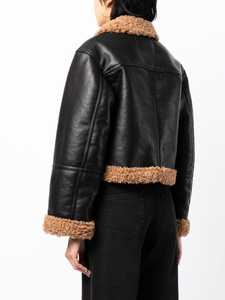 Veste d'hiver en fausse fourrure pour femmes Veste de moto chaude personnalisée en peau de mouton à grand revers - Product Image 6