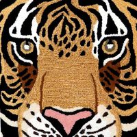 Tapis décoratif de luxe, tissé à la main, en laine, motif visage de tigre, résistant aux taches, antidérapant, lavable, extra épais, intérieur/extérieur