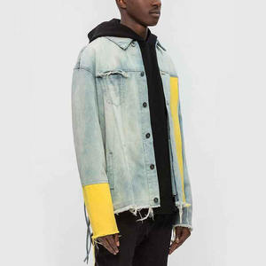 Nouvelle veste en denim dégradé automne-hiver sur mesure pour hommes, style américain délavé et vieilli, avec revers uni. - Product Image 3