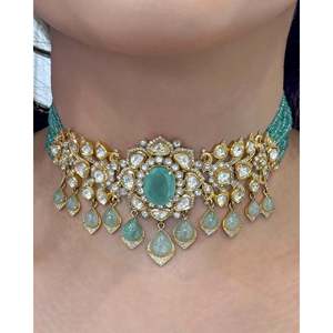 Emerald Pearl Gold-Plated Flower <b>Choker</b> Necklace <b>for</b> <b>Women</b> Trendy Wedding Gift - Product Image 3