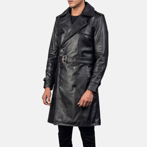 Chaquetas de Cuero de Moda para Hombre, Nueva Llegada de Alta Calidad 2025, Abrigo Largo de Cuero Negro para Hombre, Hecho en Pakistán - Product Image 2
