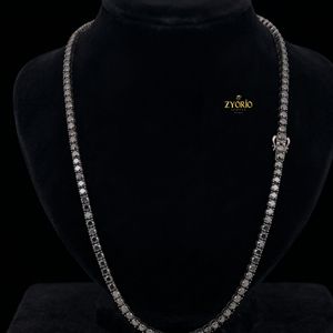 Collier tennis en or 10 carats, aspect diamant noir, chaîne de luxe à coupe ronde - Product Image 2