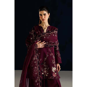 Ensemble IZNIK-3PC : Haut en mousseline de soie brodé, dupatta brodé en organza et pantalon - Collection BIC-4884 - Product Image 2