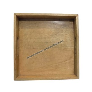 Plateau de service en bois de forme géométrique avec poignées découpées pour le petit déjeuner, le déjeuner, le café et plus encore - Product Image 2