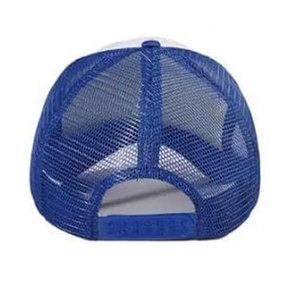 À la mode personnalisé vente chaude été unisexe casquette de camionneur 5 panneau bleu maille chapeau avec Logo 3D personnalisé - Product Image 2