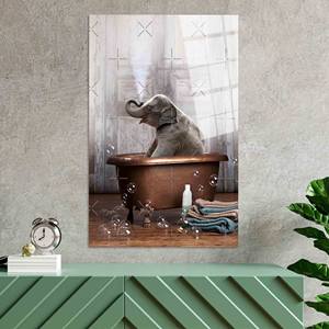 Tableau sur toile « Baignoire Éléphant » : Décoration murale moderne pour salle de bain, Art sur verre trempé - Product Image 1