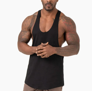 Wholesale Custom 100% Cotton Men's Tank Tops Dropped Armhole Gym <b>Stringer</b> with Custom Logo - Product Image 2