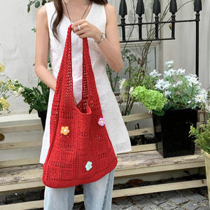 Bolso de Hombro Mediano de Verano para Mujer, Tejido Calado Floral Multicolor, de Poliéster, Bolso Tote Informal de Gran Capacidad - Product Image 5