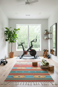 Customizable Handmade Woven Modern Plush Floral Cotton <b>Rug</b>-<b>Washable</b> Reversible Backing for Home Exercise Travel & Picnic Use - Product Image 4