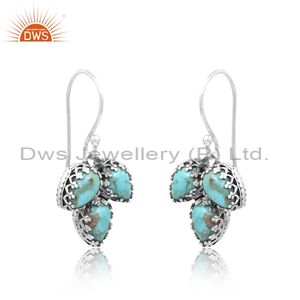 DWS Jewellery Boucles d'oreilles Three Kingman Turquoise Earwire en argent sterling 925 Fournisseur de fabrication de pierres précieuses - Product Image 3