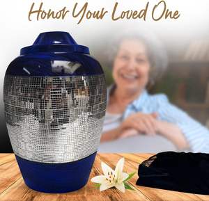 โกศสีน้ําเงินสําหรับเถ้ามนุษย์ผู้ใหญ่ชายและหญิง - โกศเผาศพขนาดใหญ่สําหรับผู้หญิง - สูงถึง 200 ปอนด์ - โกศฝังศพสําหรับผู้ใหญ่ - พิธีศพ - Product Image 5