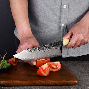 มีดเชฟเหล็กดามัสกัสพรีเมียม ด้ามเรซิ่น ดีไซน์ทันสมัยแบบขัดเงา รับผลิตตามสั่งแบบ OEM ODM สำหรับขายส่ง - Product Image 4