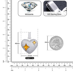 ใหม่อินเทรนด์ VVS Moissanite สร้อยคอจี้เพชรรูปหัวใจดาว925จี้เงินแท้จี้สไตล์ฮิปฮอปและเสน่ห์ - Product Image 4