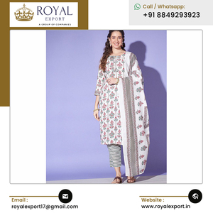 2023 última llegada mejor calidad Ropa Étnica hermoso algodón estampado Kurti pantalón conjunto para compradores a granel - Product Image 2