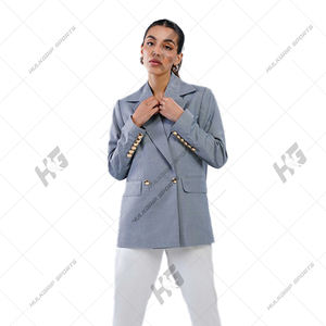 Chaqueta de chaqueta de manga larga tejida sólida de un solo botón de lana gris elegante para oficina y uso diario - Product Image 1