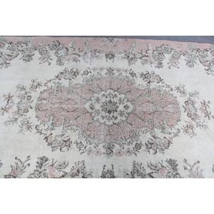 Turkish Vintage Rug, 4.9x10.1 ft Rug, Pink <b>Brown</b> Patchwork <b>Wool</b> Rug - Product Image 5