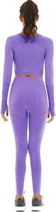 Ensemble de yoga violet de qualité supérieure soutien-gorge à manches longues avec leggings vêtements de yoga respirants pour l'entraînement d'entraînement - Product Image 5