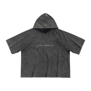 Sudadera con Capucha Personalizada de 240 g/m², Tejida, de Verano, Oversize, Lavado Ácido, Color Sólido, Manga Corta, Estilo Urbano, 100% Algodón, Ecológica, Vintage - Product Image 6
