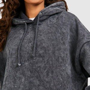 Sudadera con capucha de lavado ácido hecha a medida para mujer, ropa de invierno con estilo, MOQ bajo, cantidad a granel con servicio OEM, novedad de 2024 - Product Image 4