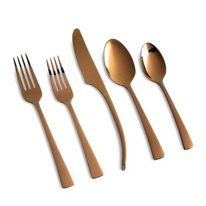 Ensemble de 8 couverts en acier inoxydable cuillère couteau fourchette utilisé dans les ustensiles de cuisine de table café maison cuivre couleur enduit couverts couverts - Product Image 5