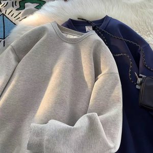 Fabricants de vêtements pour hommes, sweat-shirts personnalisés, nouveau sweat-shirt uni d'hiver, simple, tendance, ample, col rond, manches longues - Product Image 4