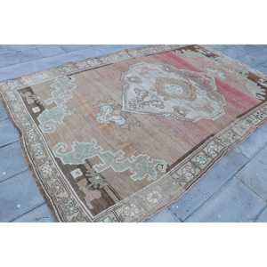 6.3x10.6 ft Vintage Turkish Rug, Large Rug, <b>Brown</b> Red Patchwork <b>Wool</b> Rug - Product Image 3