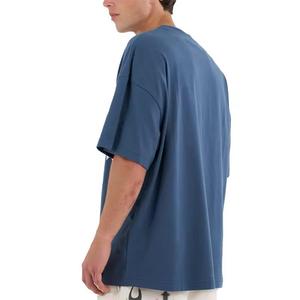 เสื้อยืดผ้าฝ้ายสีฟ้าสำหรับผู้ชายแบบหลวมระบายอากาศได้ดีเสื้อยืดสำหรับผู้ชายลายพัฟดีไซน์ล่าสุด2025ออกแบบโลโก้100% ได้ตามต้องการ - Product Image 2