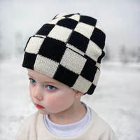 Bonnet personnalisé à carreaux de haute qualité tricoté pour garçons et filles Chapeau tendance de ski d'hiver teint en couleur unie Vente en gros Manchette unique